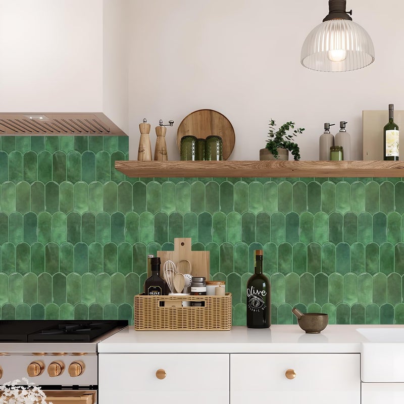 Vamos Tile Upgraded Thicker Design Peel and Stick Backsplash Tile, 1-Sheet Green Self Adhesive Vinyl Wall Tiles, Stick on Backsplash for Kitchen, Bathroom,RV (Thicker Design) - Image 4